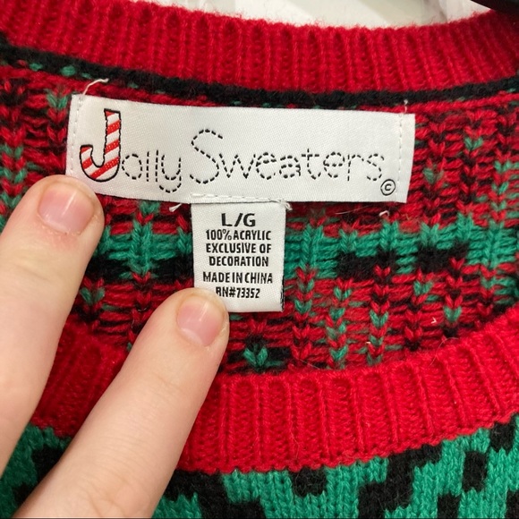 Ugly Christmas Sweater Llama Sunglasses Large Jolly sweaters knit red/green - Picture 4 of 5